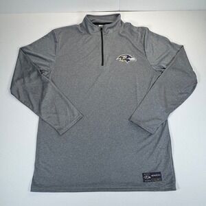 NFL Ultra Game Baltimore Ravens Mens Large Gray Quarter Zip Pullover Shirt L